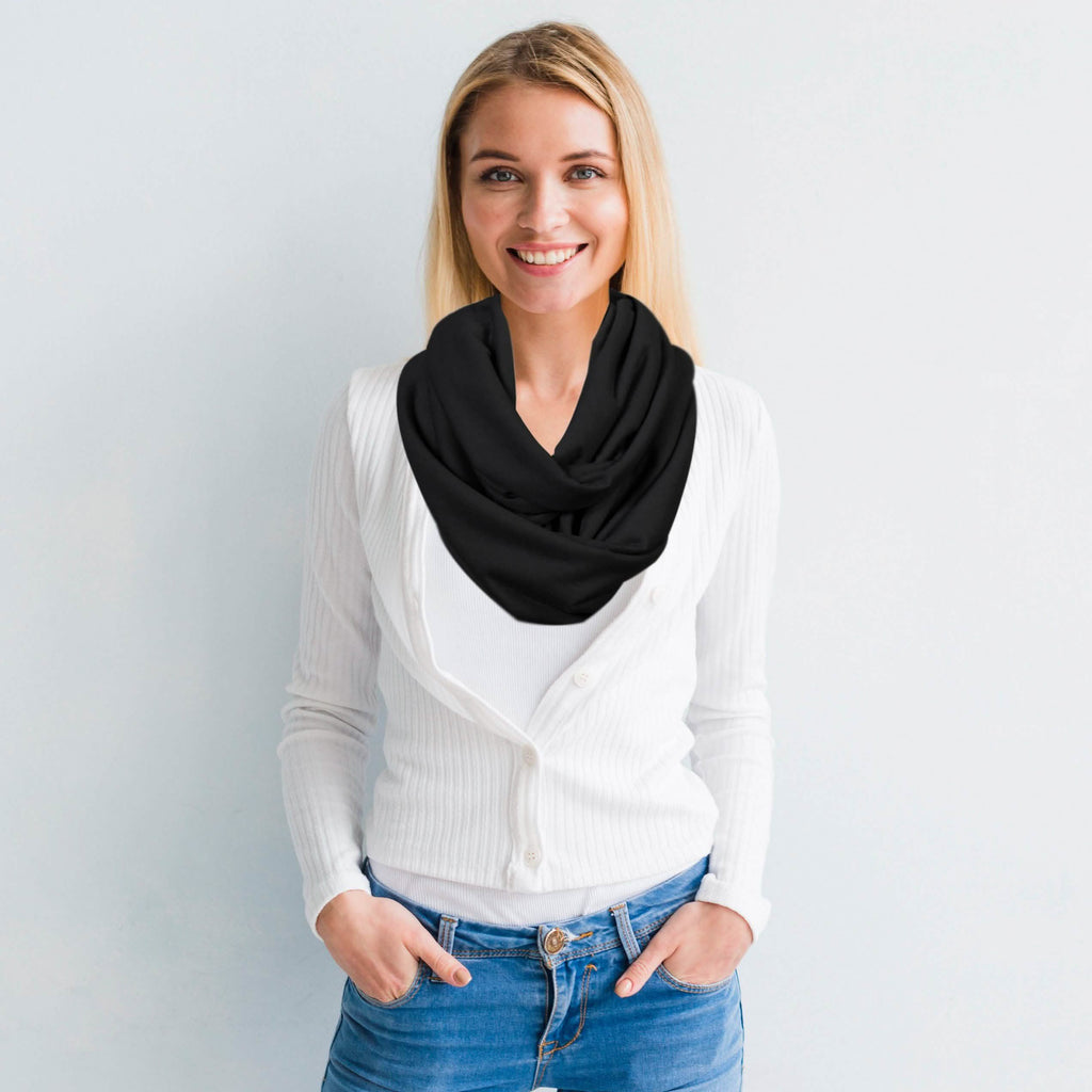 Women Lightweight Infinity Scarf With Pocket Loop Zipper