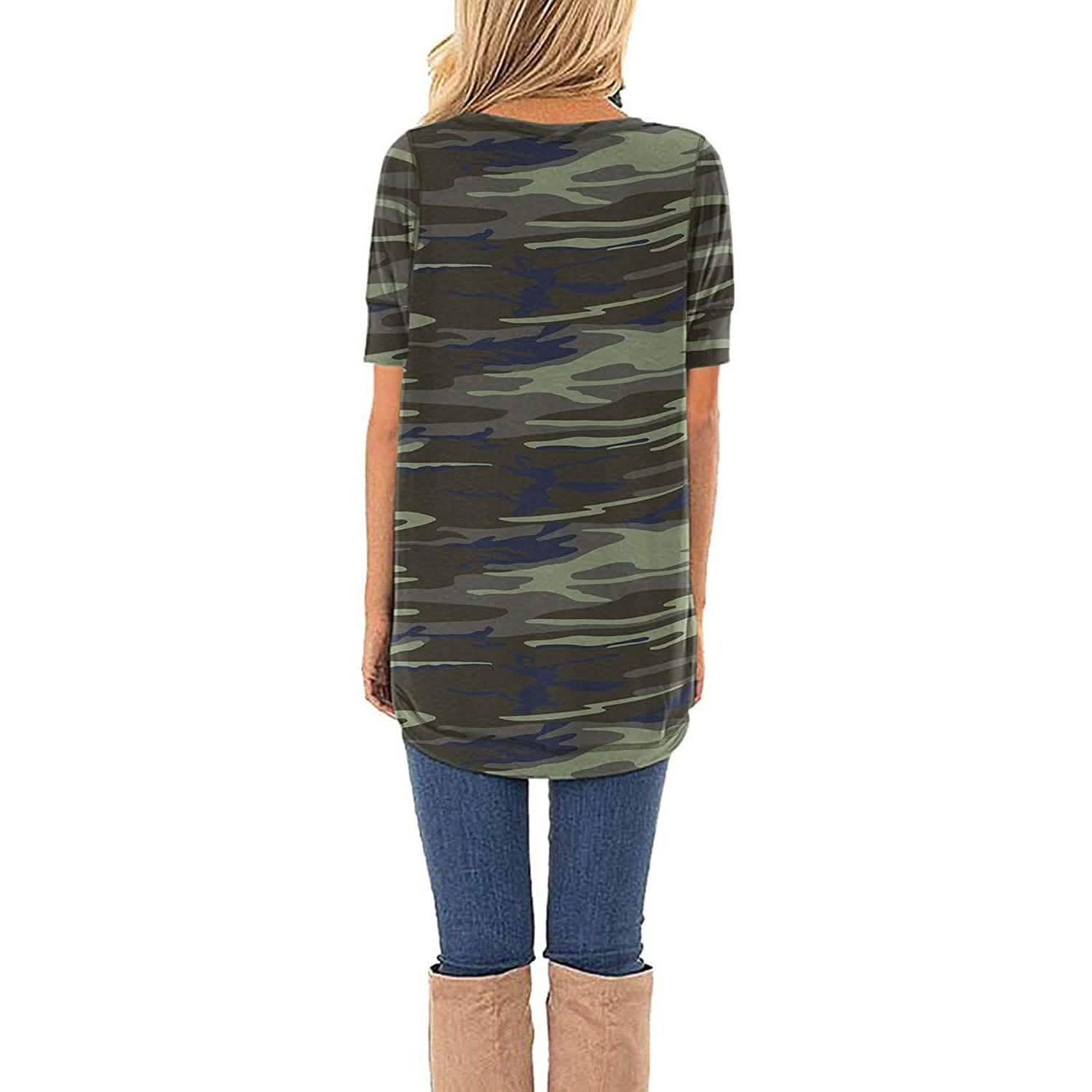 Women Long Sleeve Side Split Casual Loose Tunic Top