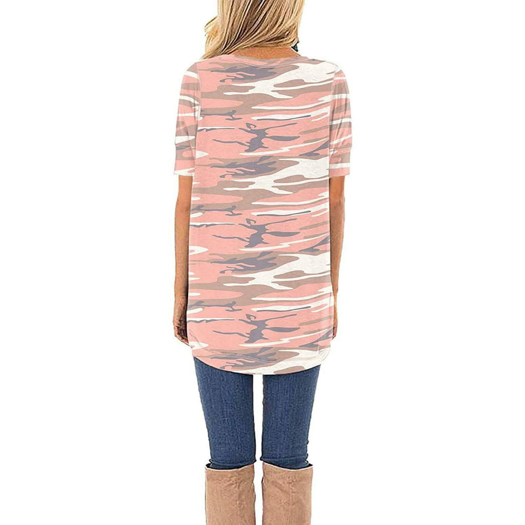 Women Long Sleeve Side Split Casual Loose Tunic Top