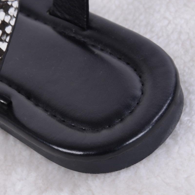 Women Luxury Party Sandals Fashion Summer Casual Black Business Sandals Buckle Straps Beach Shoes Retro Fashion Summer Women Shoes Print Casual Sandals