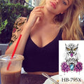 Women Luxury Temporary Stickers Realistic Body Tattoo Flowers Bird Elegant Big Design