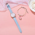 Women New Color Bear Fashion Student Quartz Watch Bracelet Combination Set Kids Girl Wrist Watch Bracelet Leather Rhinestone Luxury Design Simple Dress Women's Watches