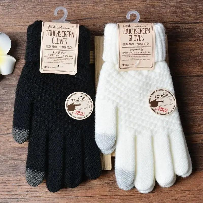 Women New Wool Knitted Gloves Winter Warm Thick Touch Screen Gloves Solid Mittens For Women For Winter Gloves Winter Touch Screen Gloves for Women and Men