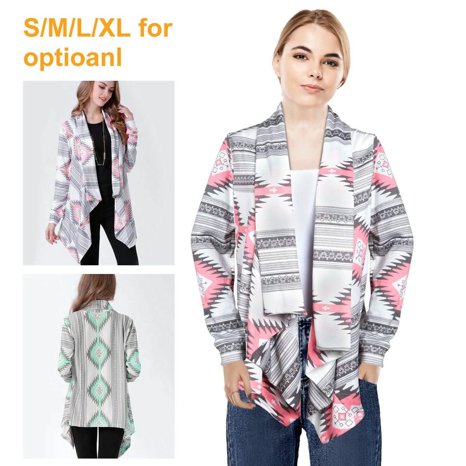 Women Open Front Long Sleeve Cardigan