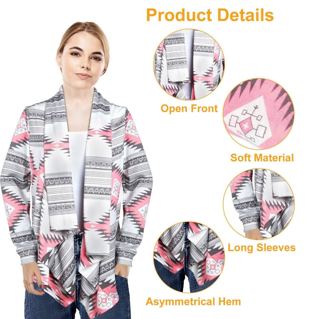 Women Open Front Long Sleeve Cardigan