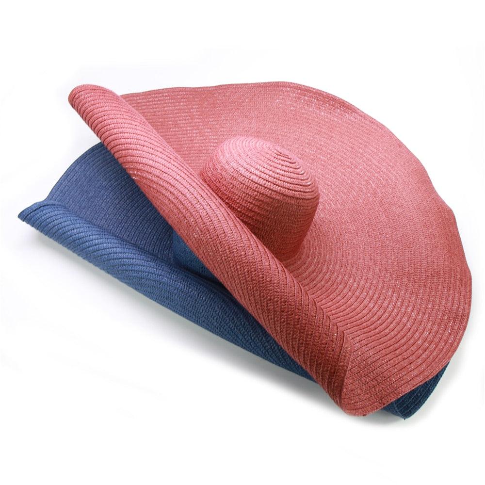 Women Oversized Foldable Summer Large Wide Hat Beach Straw Hat Cute Sun Cap Retro Foldable Handmade Big Hats Ladies UV Protection Hat Vintage Summer Sun Beach Hats