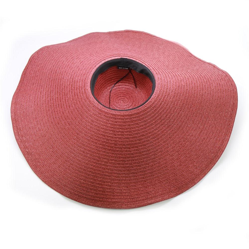 Women Oversized Foldable Summer Large Wide Hat Beach Straw Hat Cute Sun Cap Retro Foldable Handmade Big Hats Ladies UV Protection Hat Vintage Summer Sun Beach Hats