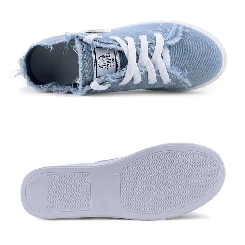 Women's Blue Canvas Sneakers Breathable Classic Summer Denim Stylish Fashion Women Sneakers