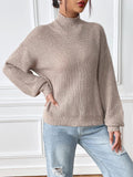 Women's semi high neck pullover sweater with mixed colors and floral patterns for autumn and winter base