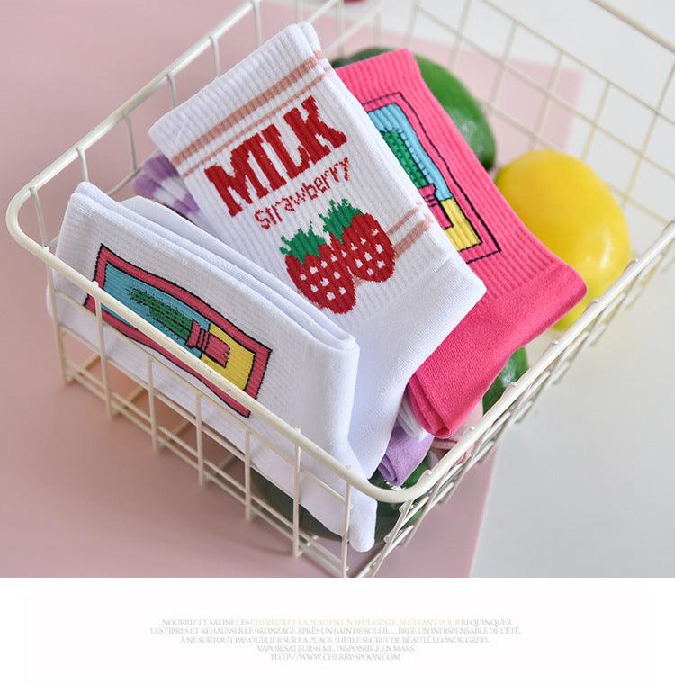 Women's Socks Combed Out Of Pure Cotton Colorful Cartoon Cute Funny Happy Kawaii Moon Strawberry Cactus Ankle Socks For Men And Women