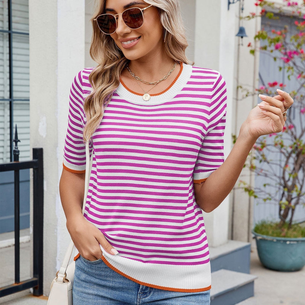 Women's striped T-shirt short sleeved shirt