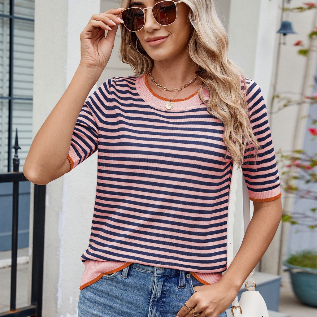 Women's striped T-shirt short sleeved shirt