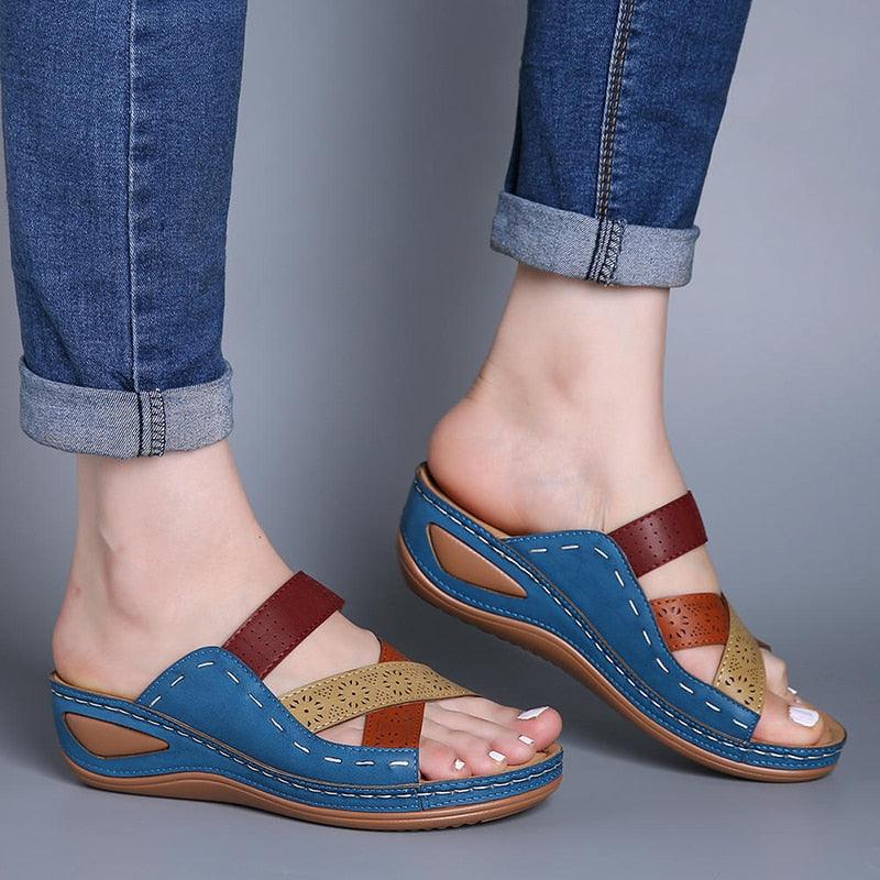 Women Sandals Fashion Shoes Summer Shoes With Heels Flip Flops Women Beach Casual Shoes Comfort Slip On Sandal Vintage Casual Summer Open Toe Low Heel Slipper Flat Shoes