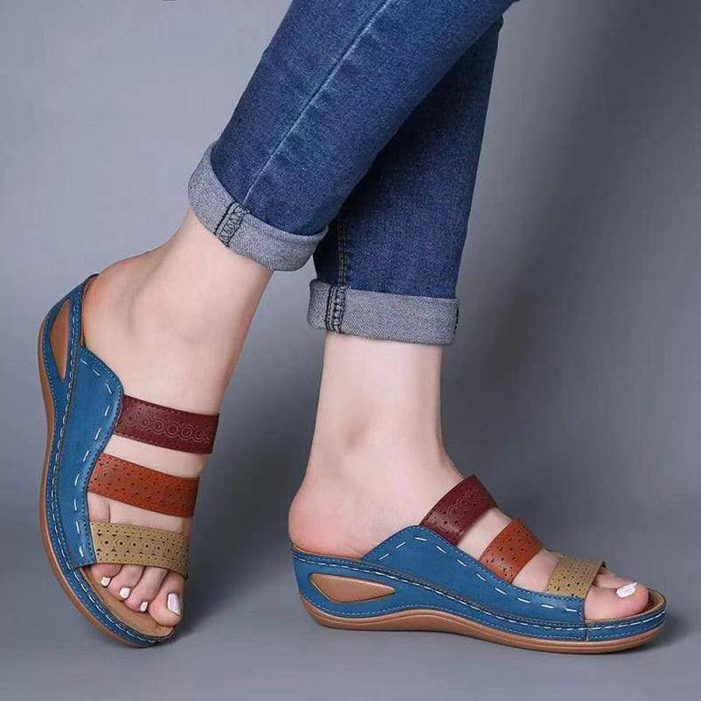 Women Sandals Fashion Shoes Summer Shoes With Heels Flip Flops Women Beach Casual Shoes Comfort Slip On Sandal Vintage Casual Summer Open Toe Low Heel Slipper Flat Shoes