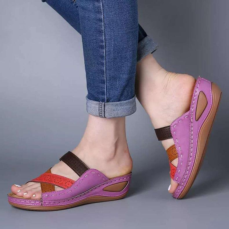 Women Sandals Fashion Shoes Summer Shoes With Heels Flip Flops Women Beach Casual Shoes Comfort Slip On Sandal Vintage Casual Summer Open Toe Low Heel Slipper Flat Shoes