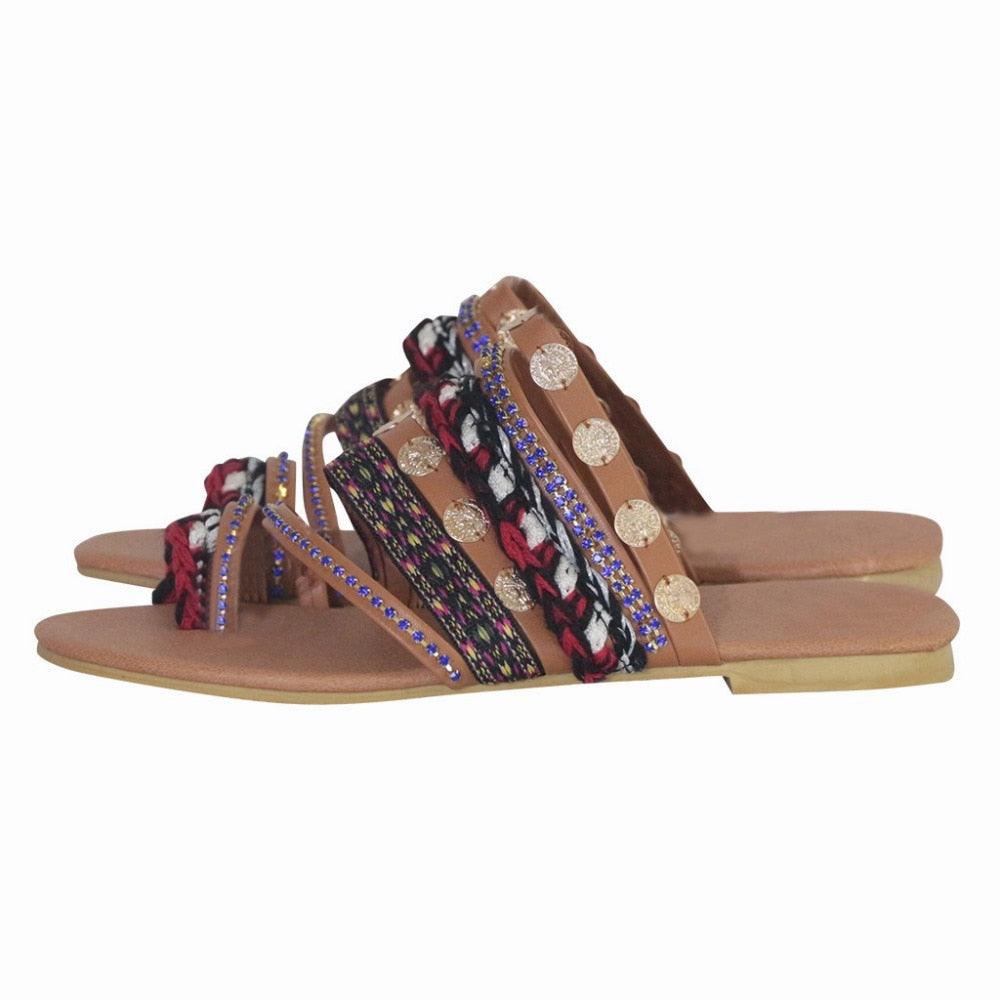 Women Sandals Flip-Flops Handmade Style Flip Flop Sandals Streetwear Fashion Shoes Women Flat Clip Toe Casual Floral Beach Flip Flop Comfy Shoes Summer Elegant Toe Ring Sandals