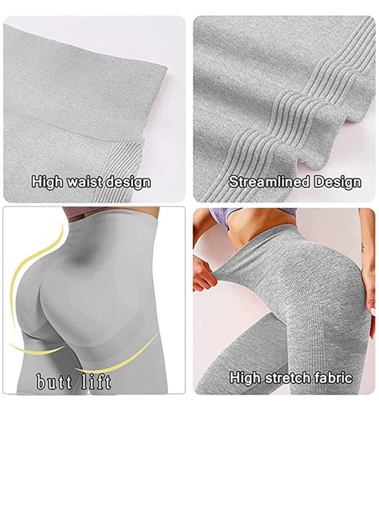 Women Seamless Workout Leggings High Waist Push Up Leggings Seamless Leggings Women Yoga Pants Fitness Push Up Leggings Workout Gym Pants Female Ladies Fashion Legging Bright Colors Yellow Sports Leggings