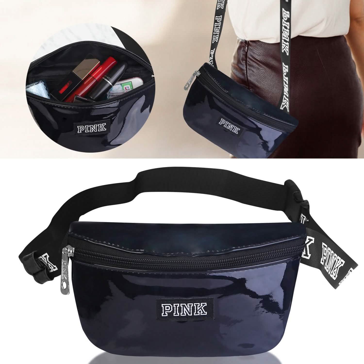 Women Shiny Leather Waist Pack Bag