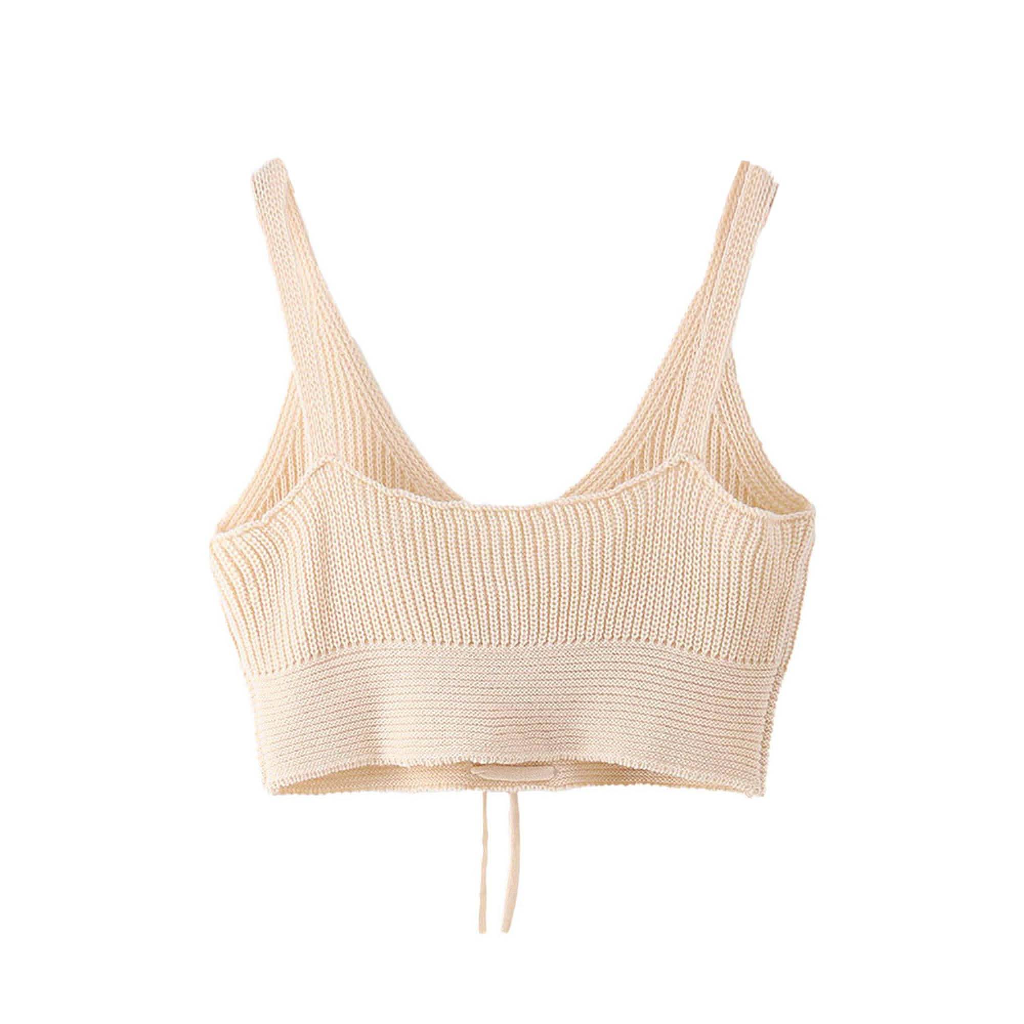 Women Sleeveless Lace Up Knitted Cami Tank Top Sexy Loose Crop Tops Blouse