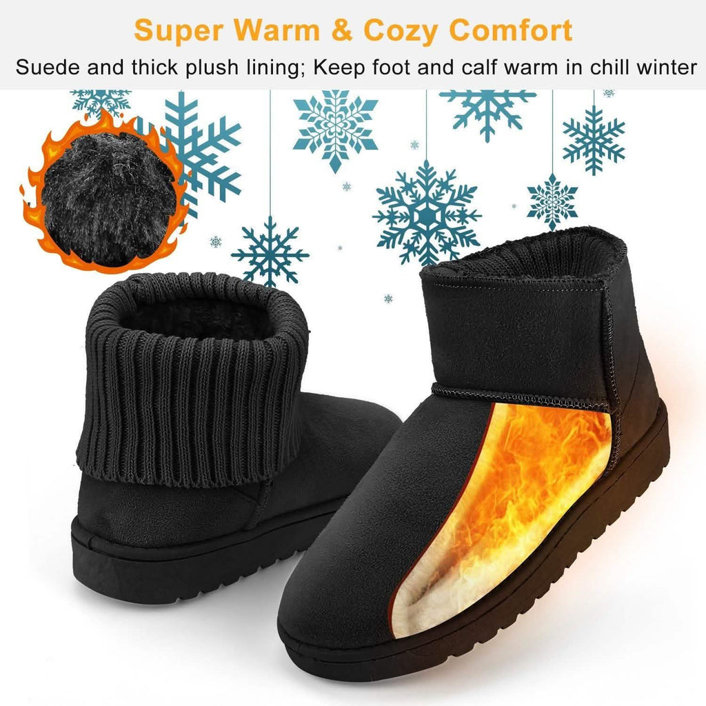 Women Suede Mid-Calf Snow Boot with Anti-slip Rubber Base