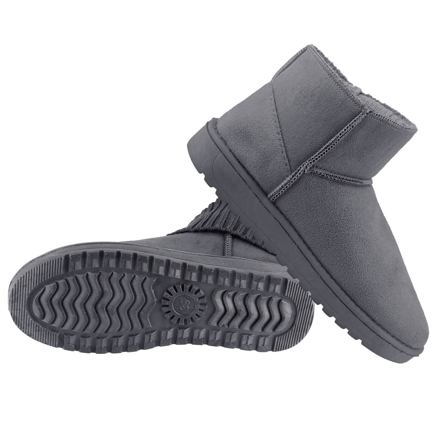Women Suede Mid-Calf Snow Boot with Anti-slip Rubber Base