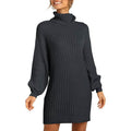 Women Turtleneck Long Lantern Sleeve Casual Loose Oversized Sweater Dress
