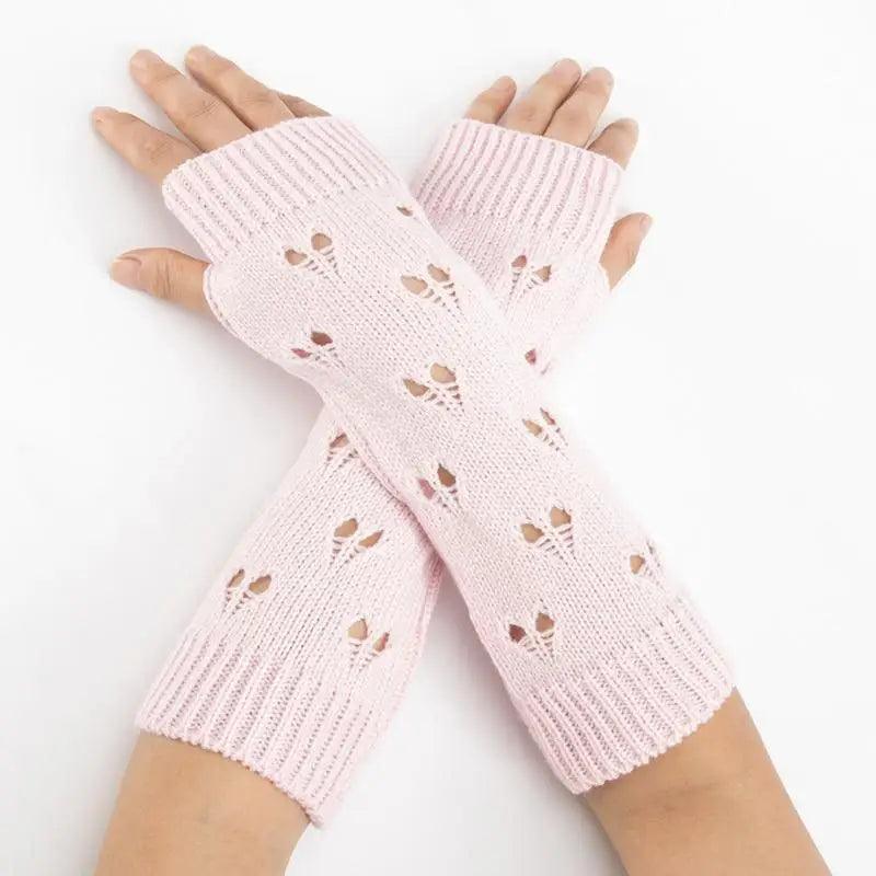 Women Vintage Gloves Hand Warmer Winter Gloves Women Arm Heart Mitten Warm Fingerless Gloves