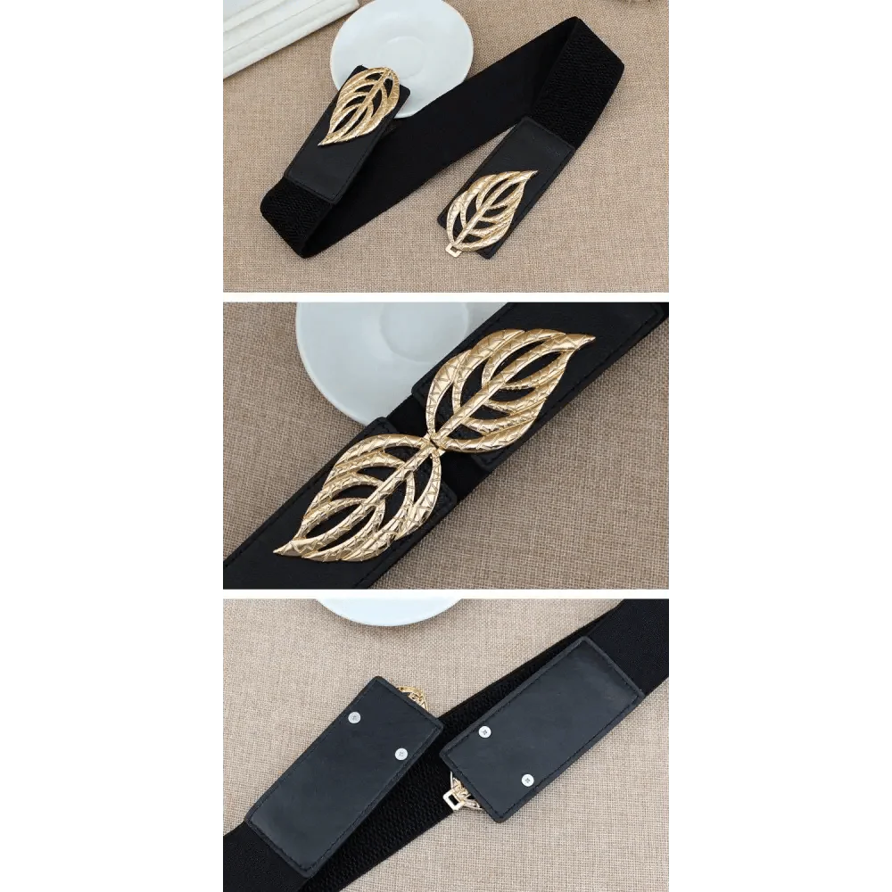 Women Vintage Stretch Belt Unique Black Elastic Design Stretchy Luxury Waistband Stylish Women Waist Belts