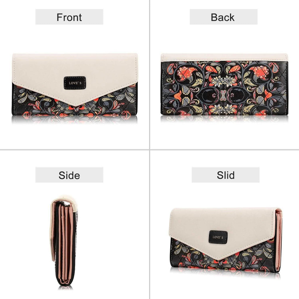 Women Wallet Soft Leather Trifold Clutch Purse