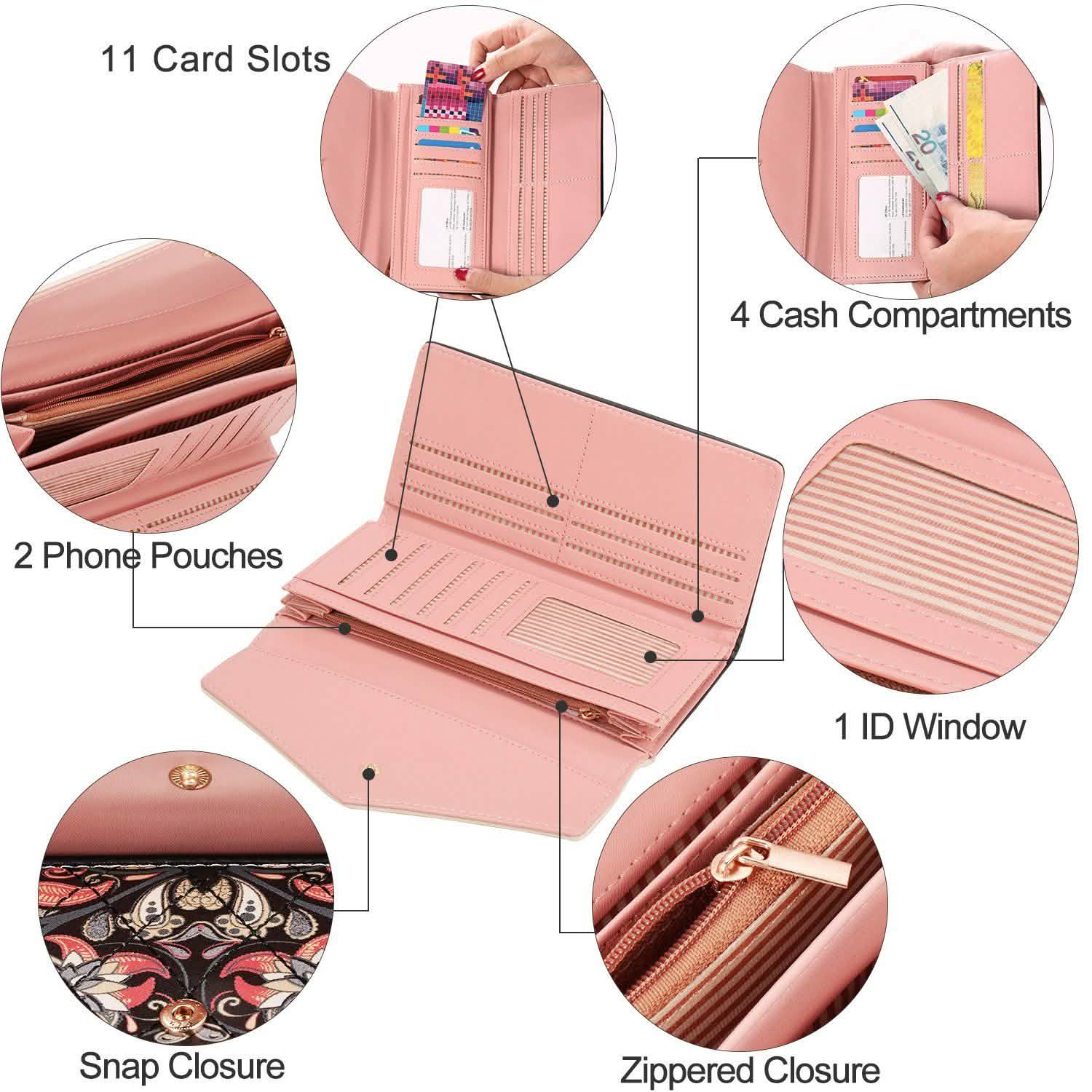 Women Wallet Soft Leather Trifold Clutch Purse