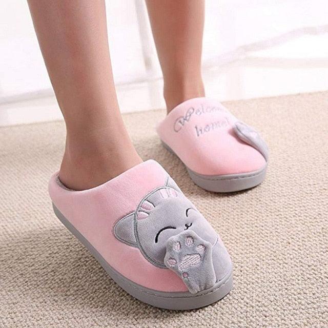 Women Winter Home Slippers Cat Shoes Non-Slip Soft Winter Warm House Slippers Indoor Bedroom Couples Shoes Womens Slippers Slip On Memory Foam House Outdoor Indoor Warm Fuzzy Plush Slippers