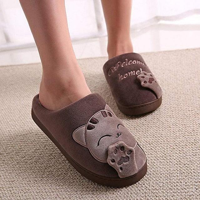 Women Winter Home Slippers Cat Shoes Non-Slip Soft Winter Warm House Slippers Indoor Bedroom Couples Shoes Womens Slippers Slip On Memory Foam House Outdoor Indoor Warm Fuzzy Plush Slippers