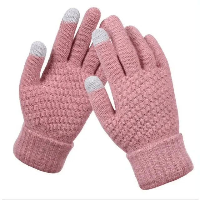 Women Winter Touch Screen Gloves Thicken Warm Knitted Stretch Gloves For Winter Wool Full Finger Outdoor Skiing Gloves Unisex Winter Gloves Women Touch Screen Gloves Knitted Gloves for Girls Stylish Winter Gloves