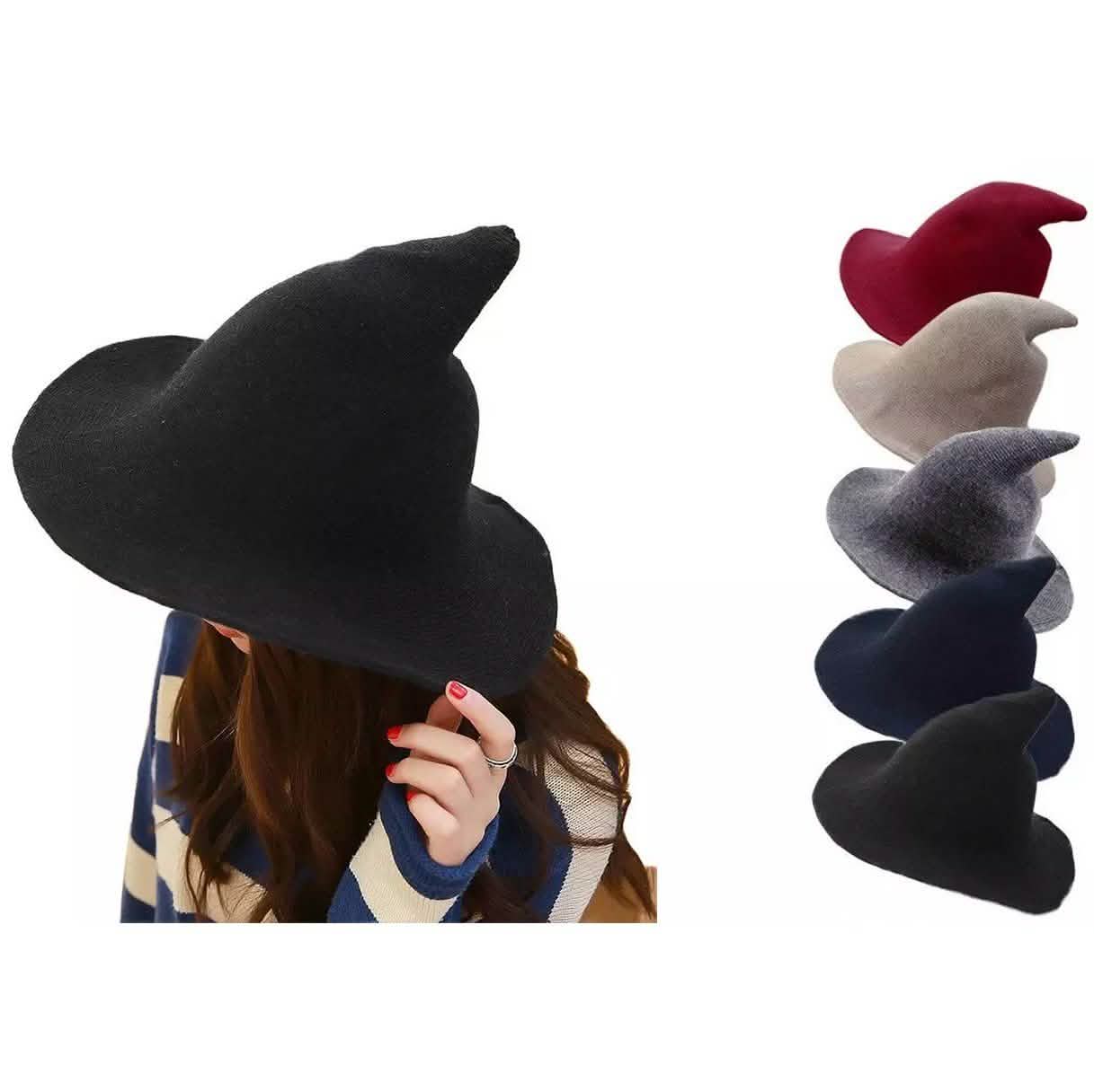 Women Winter Warm Knitted Wool Witch Hat Cap