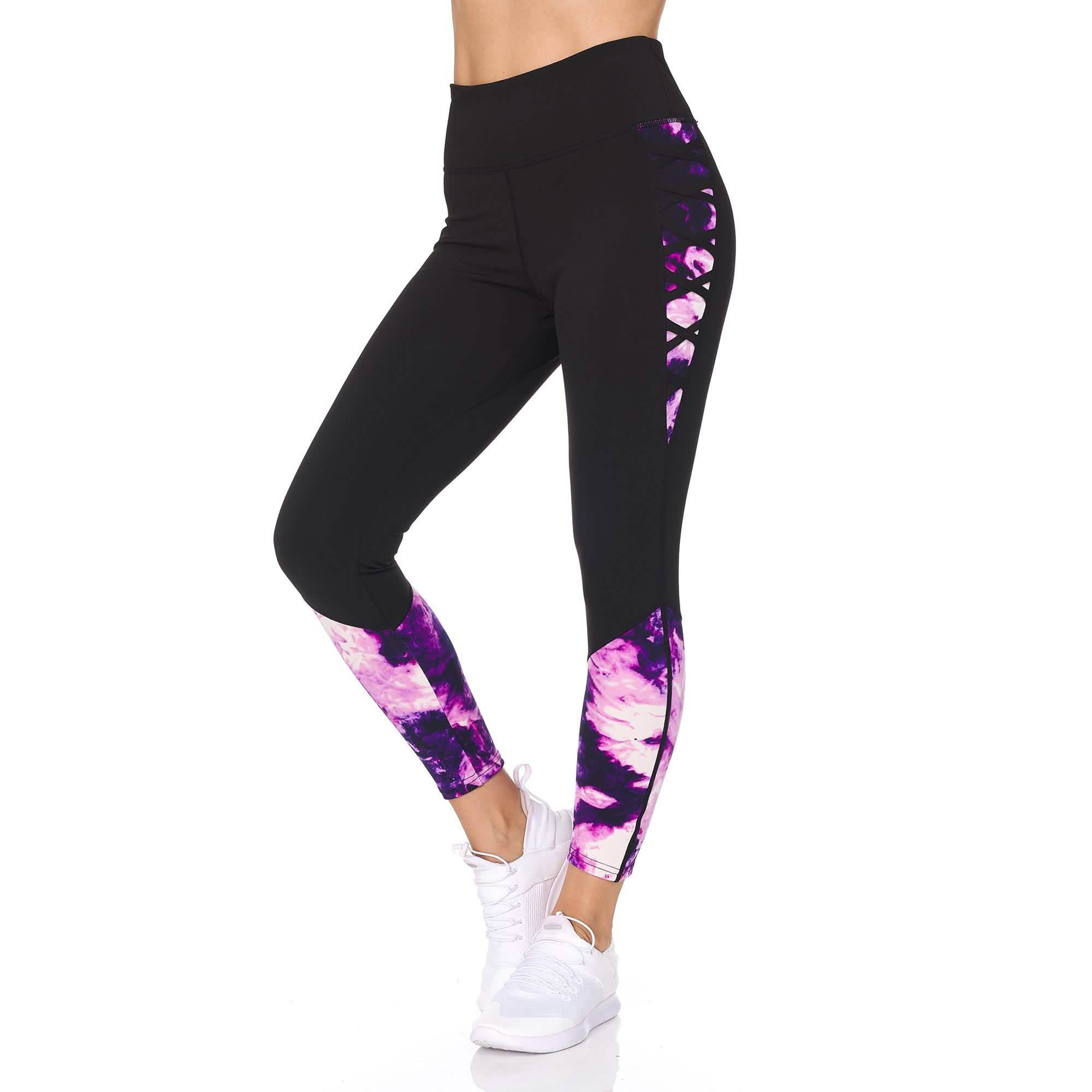 Women's 7/8 Highwaist Marble Leggings with Lattice Detail