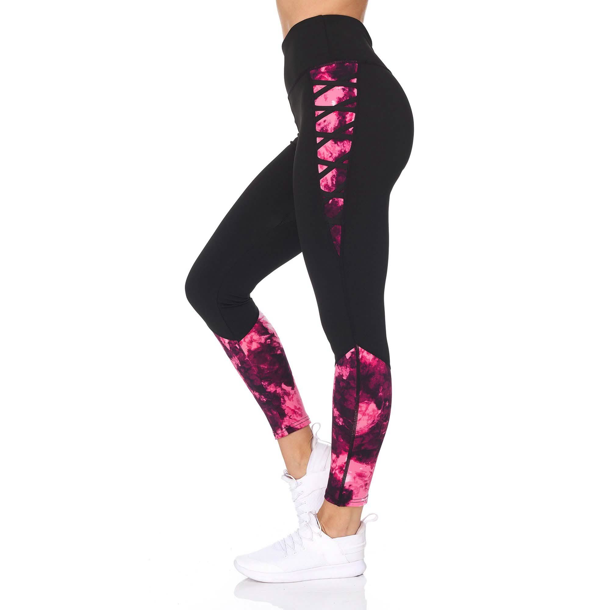 Women's 7/8 Highwaist Marble Leggings with Lattice Detail