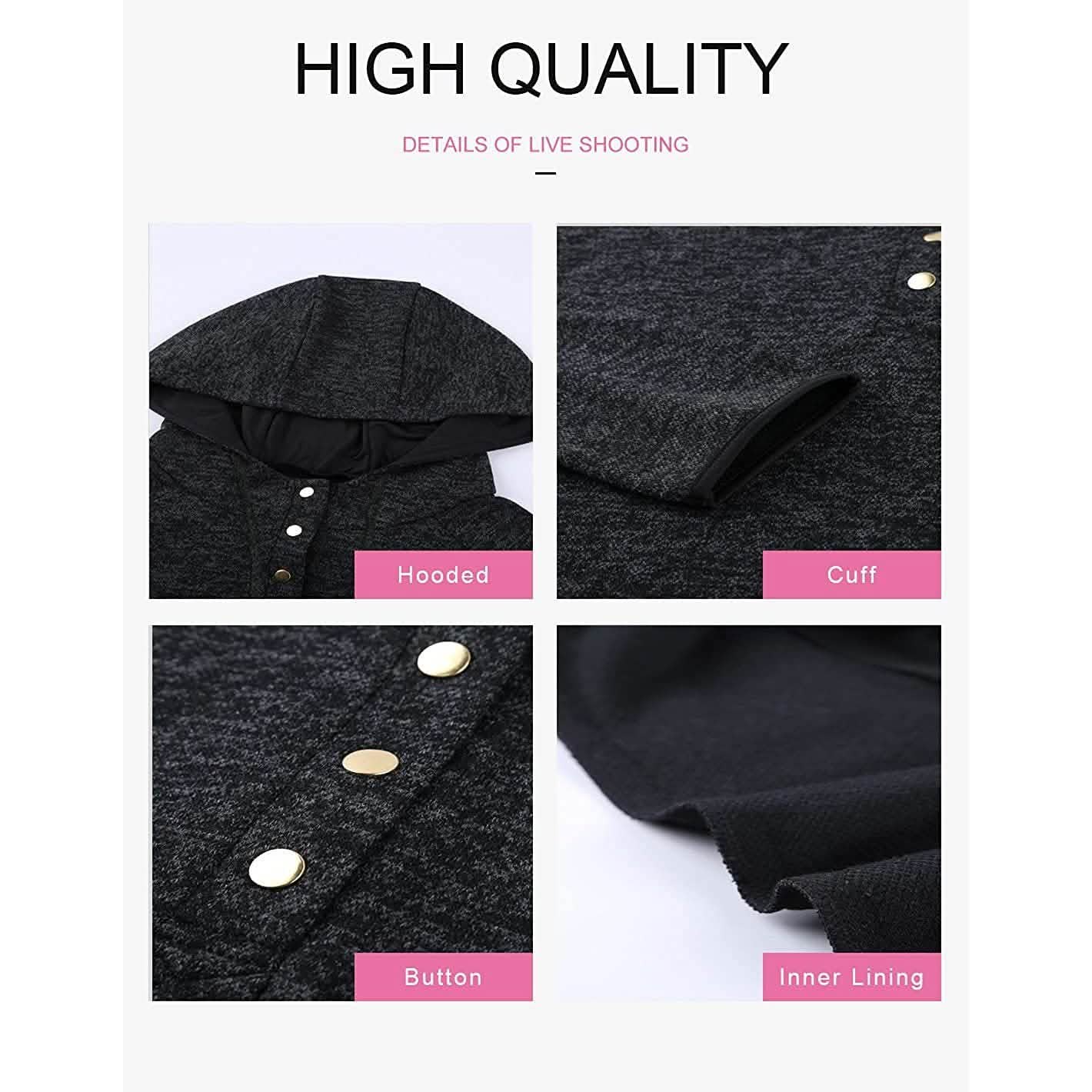 Womens Button Collar Drawstring Stitching Sweatshirts Hoodies Pullover