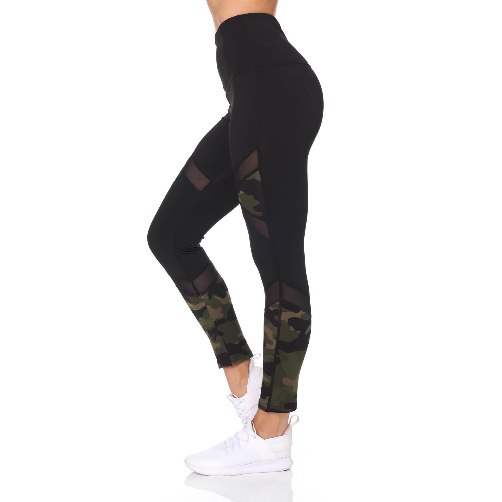 Women's Camo 7/8 High Waist Legging With Sheer Mesh