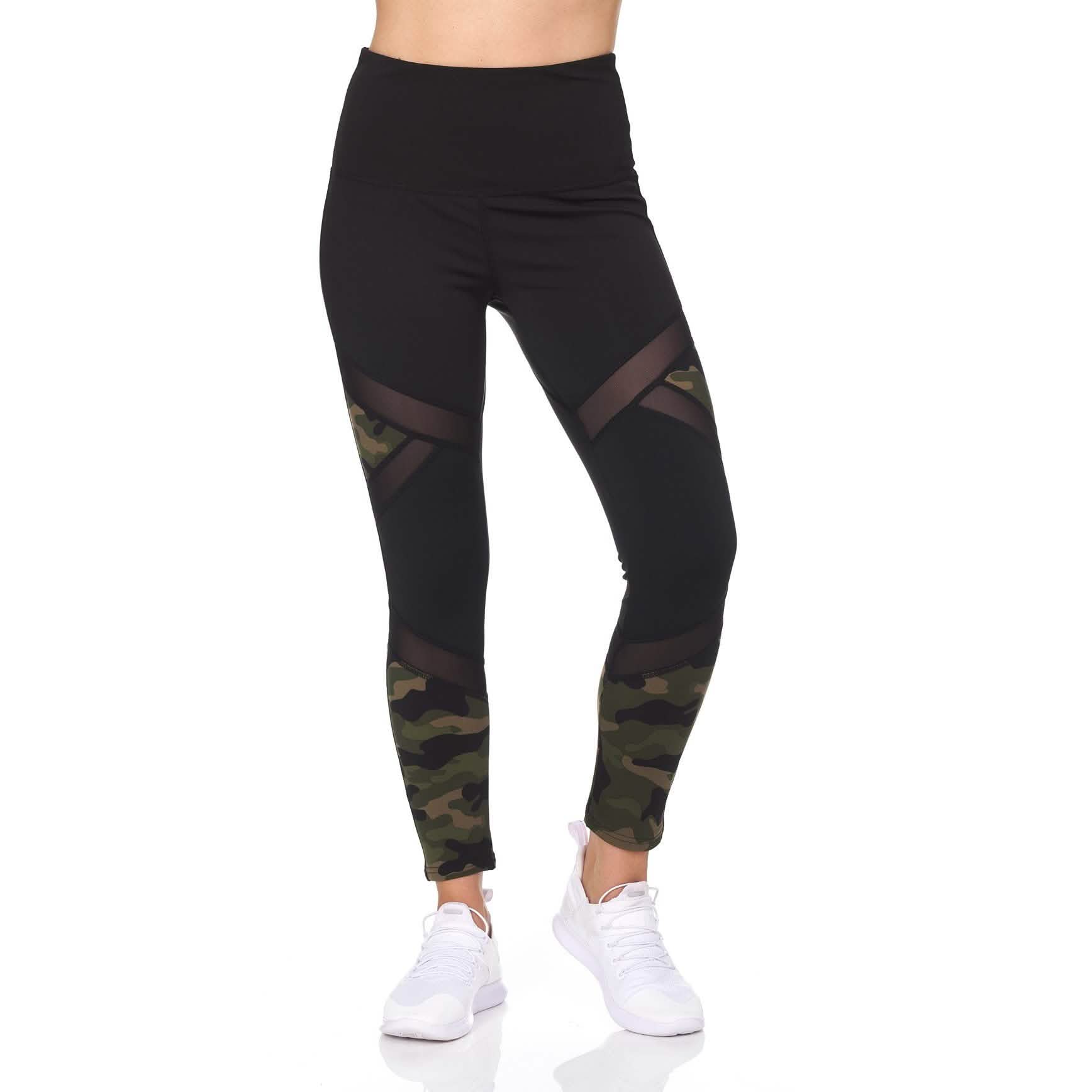 Women's Camo 7/8 High Waist Legging With Sheer Mesh