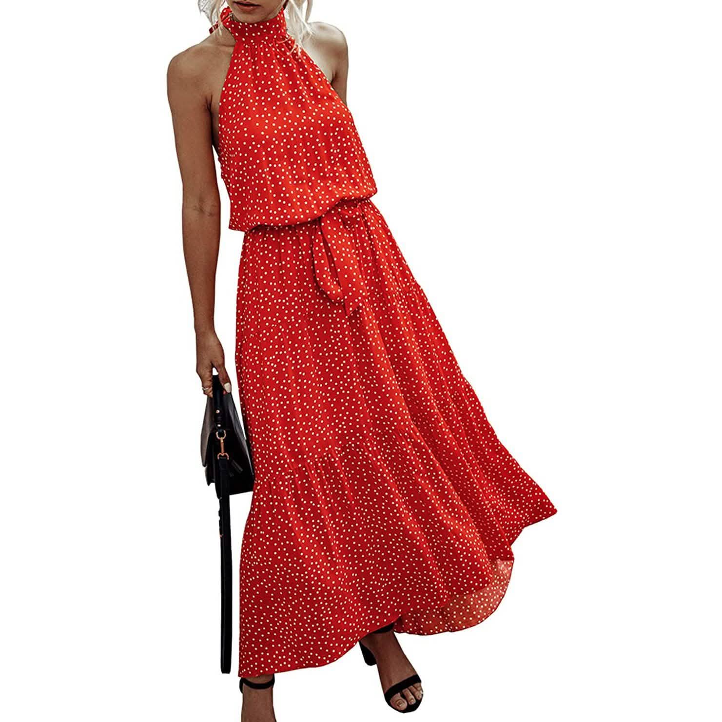 Women’s Casual Halter Neck Sleeveless Long Maxi Dress  - Assorted Styles