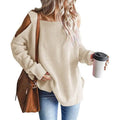 Women's Cold Shoulder Batwing Chunky Knitted Tunic Tops