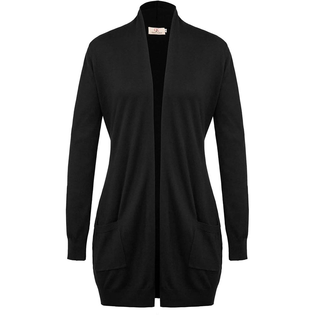 Women's Essential Solid Open Front Long Knited Cardigan Sweater