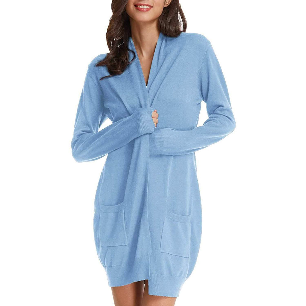 Women's Essential Solid Open Front Long Knited Cardigan Sweater