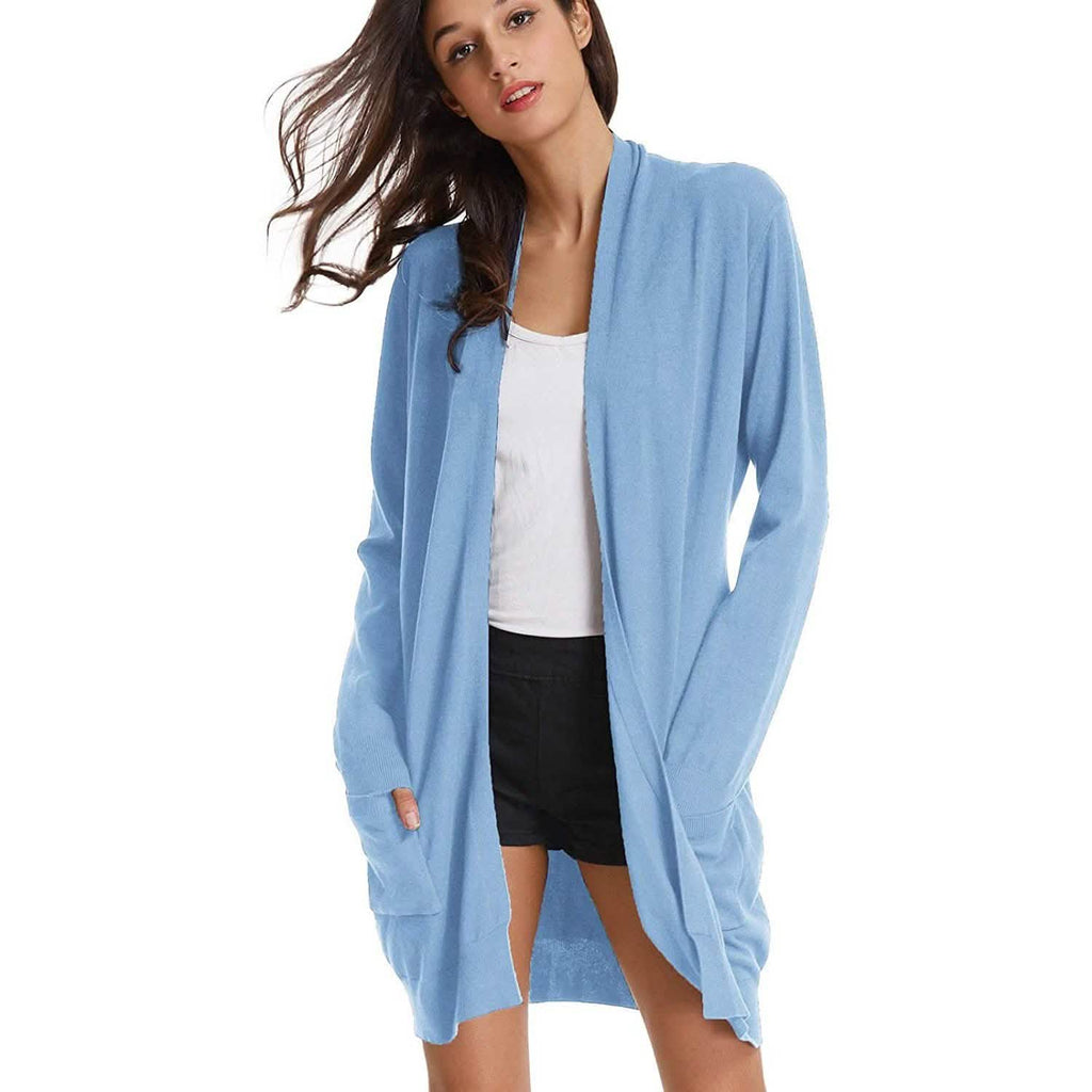 Women's Essential Solid Open Front Long Knited Cardigan Sweater