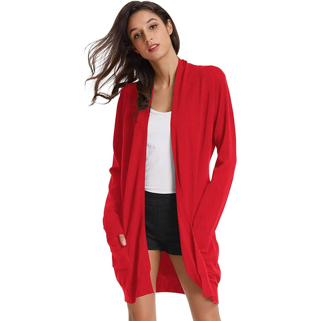 Women's Essential Solid Open Front Long Knited Cardigan Sweater
