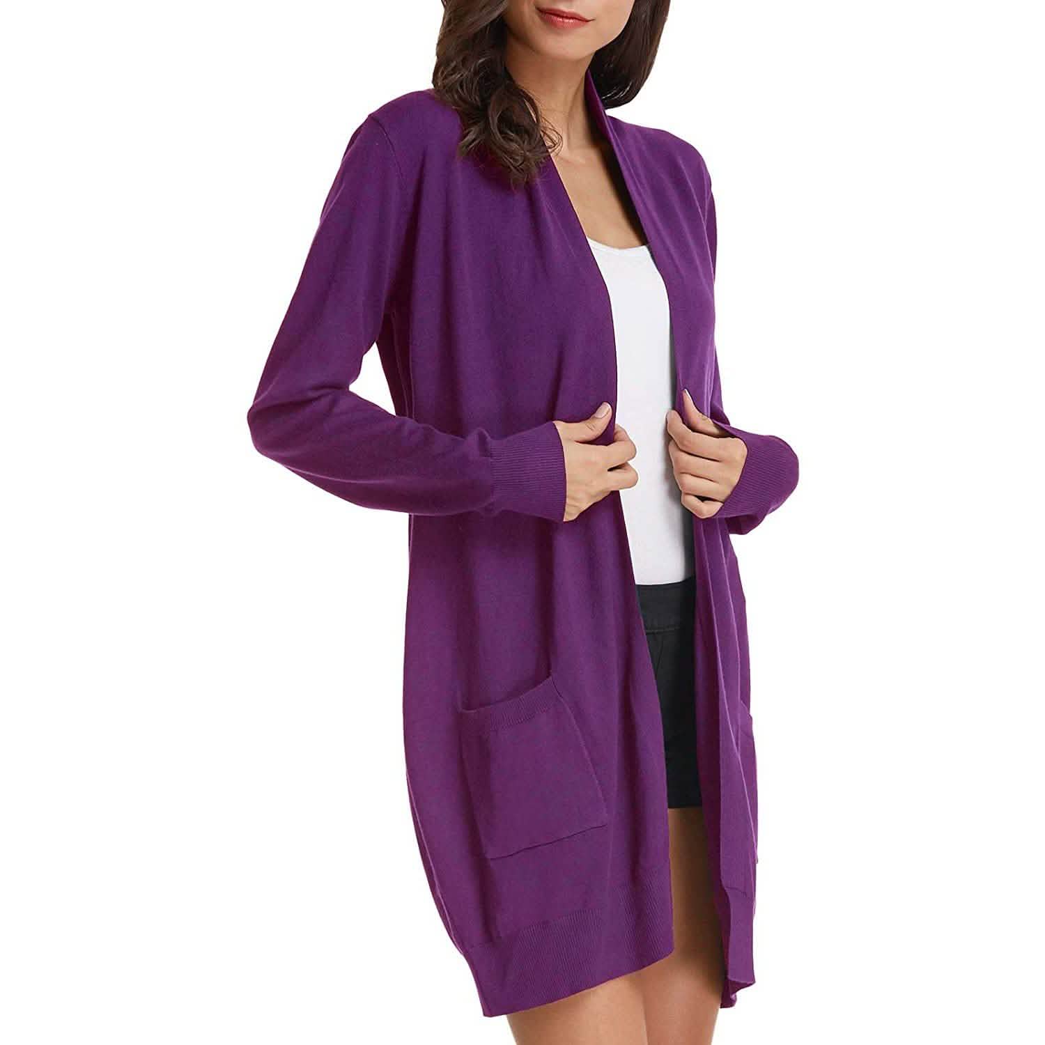 Women's Essential Solid Open Front Long Knited Cardigan Sweater