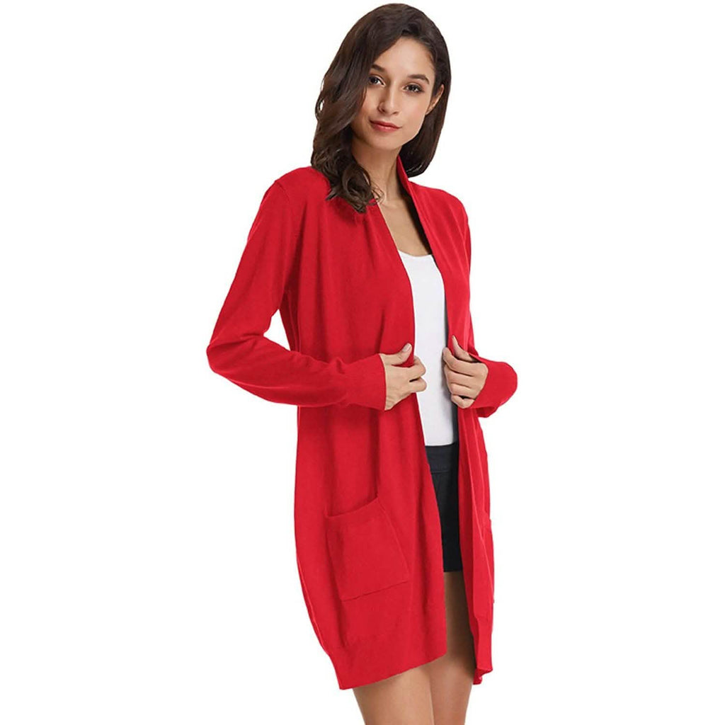 Women's Essential Solid Open Front Long Knited Cardigan Sweater