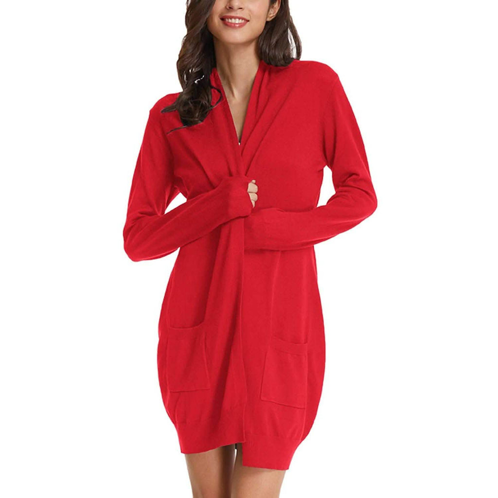 Women's Essential Solid Open Front Long Knited Cardigan Sweater