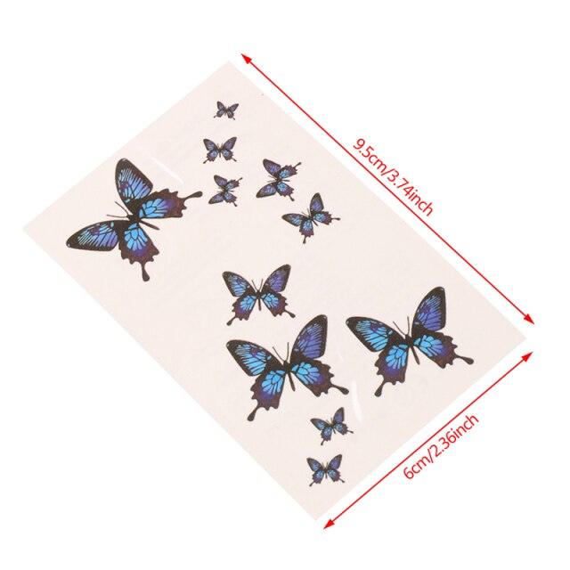 Womens Fashion 3D Butterfly Waterproof Temporary Sticker Tattoo Leg Arm Modern Blue Design For Womens
