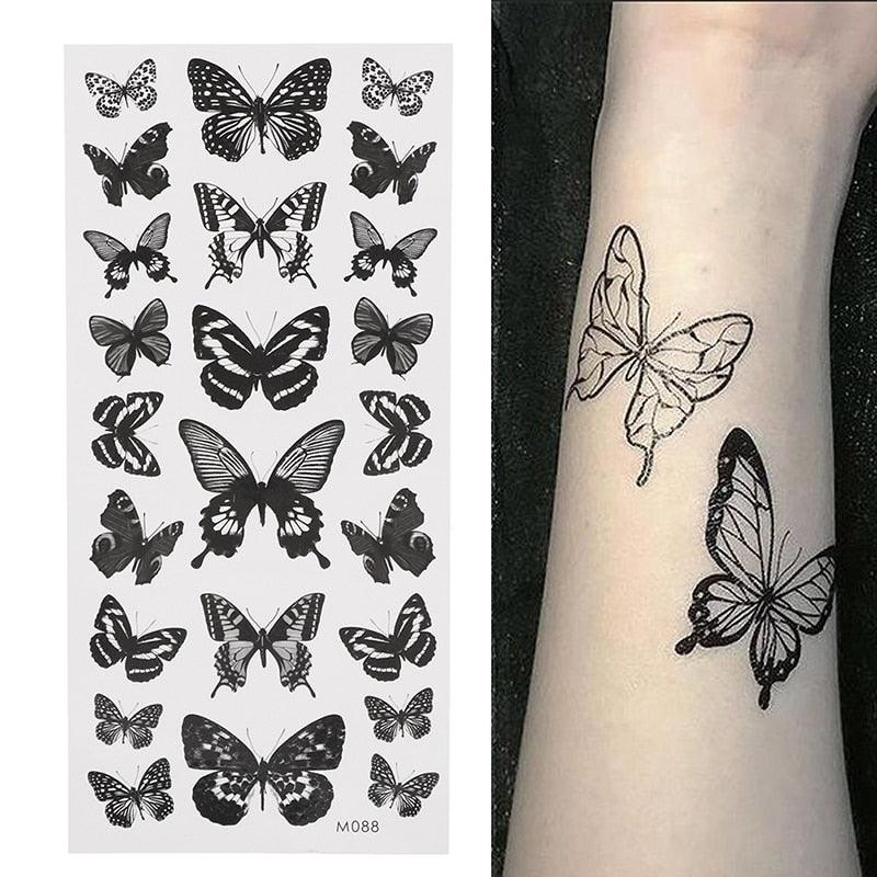Womens Fashion 3D Butterfly Waterproof Temporary Sticker Tattoo Leg Arm Modern Blue Design For Womens